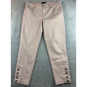 Talbots Flawless Five Pocket Women's Cropped Button Cuff Pants Size 12 Pink‎